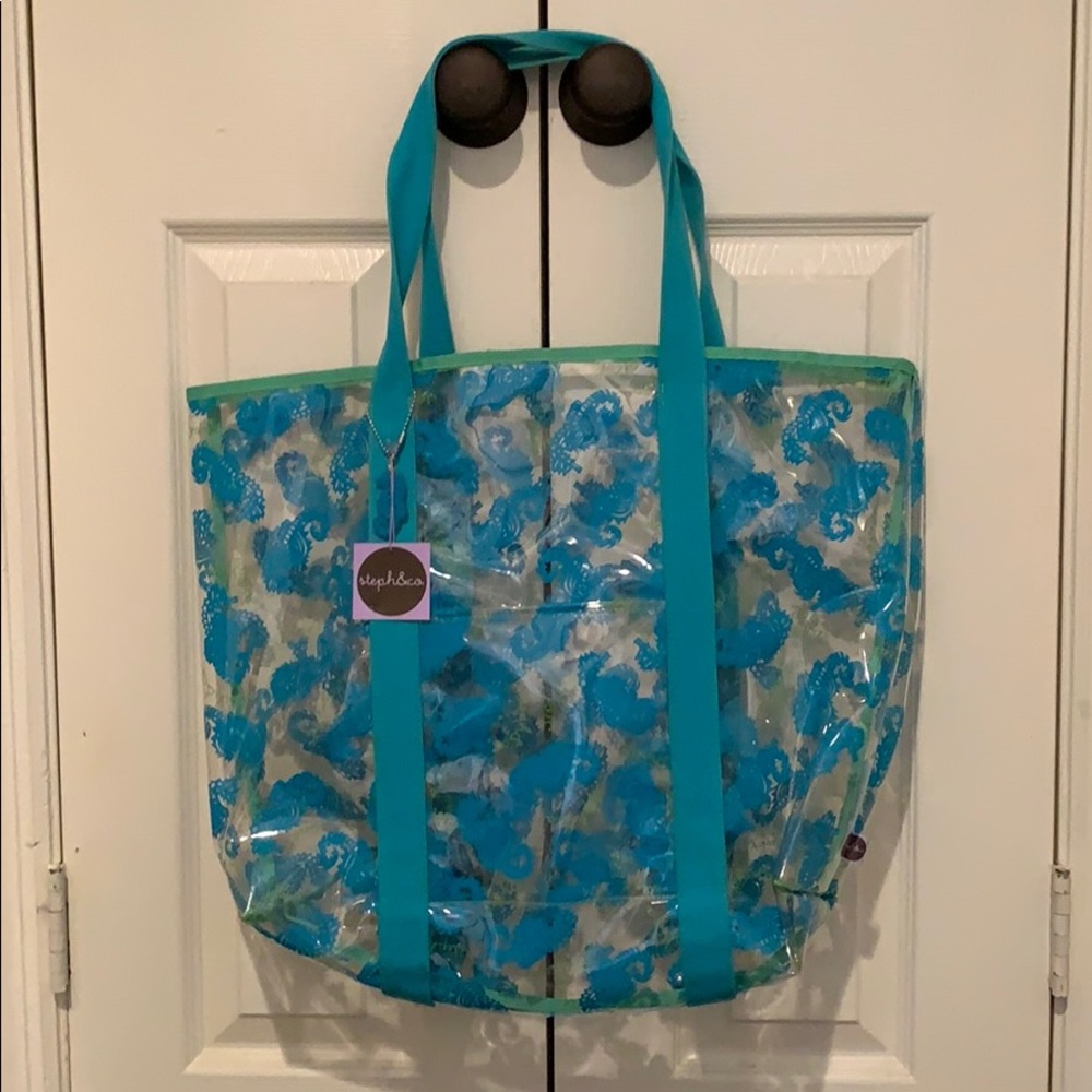 Steph & Co Clear Vinyl Seahorse Beach/Pool Tote